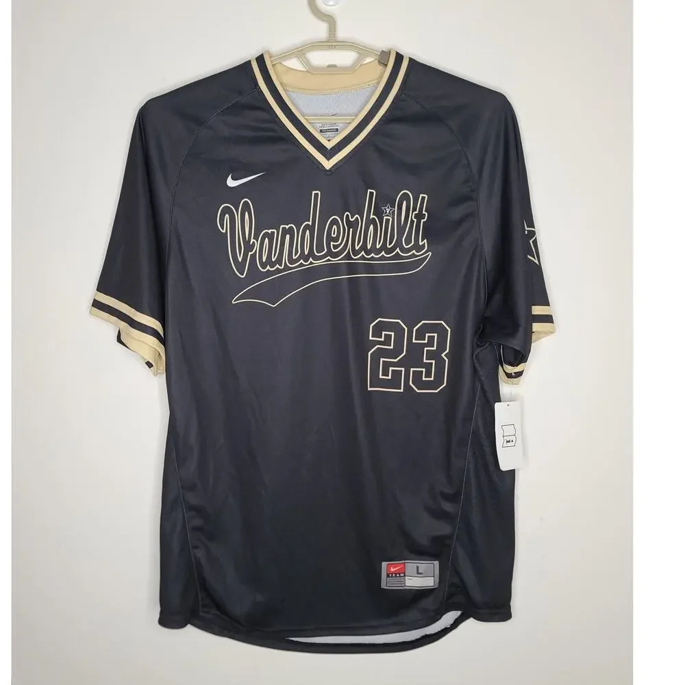 NWT Nike Vanderbilt Commodores v-neck short sleeve baseball jersey #23 -  large